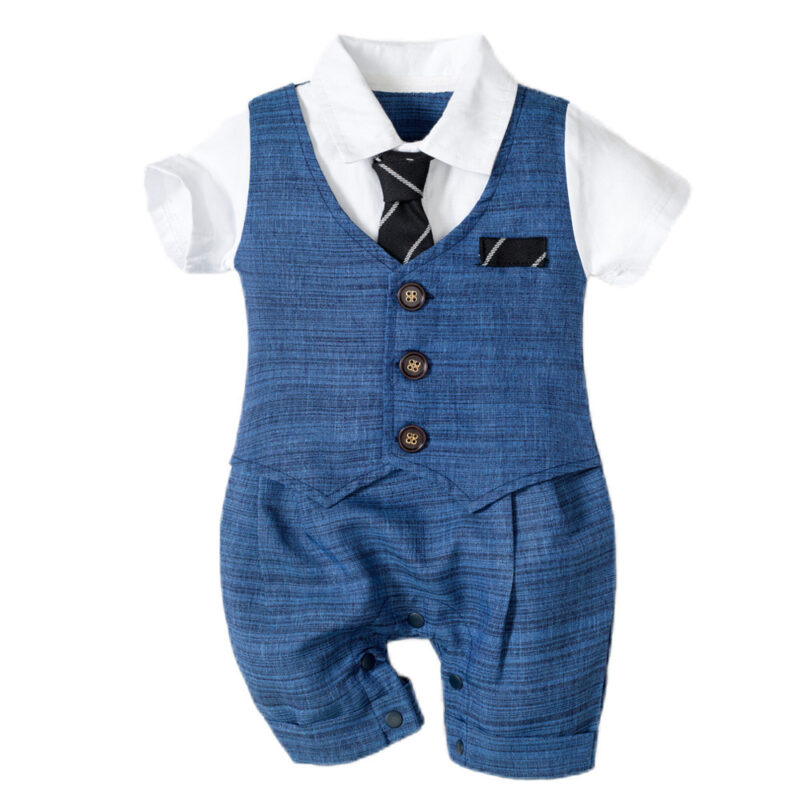 Summer New Baby Boy Jumpsuit Boys Gentleman Baby Children's Clothing - Image 3