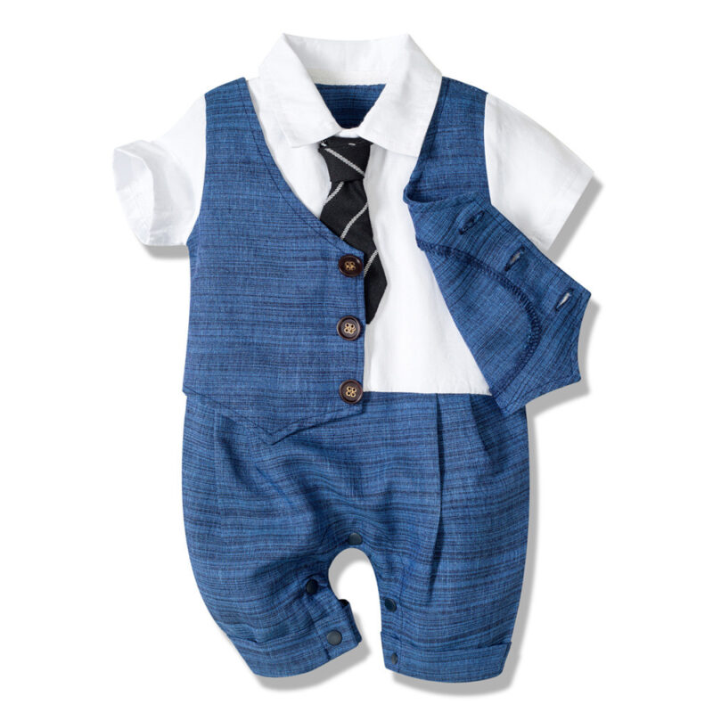 Summer New Baby Boy Jumpsuit Boys Gentleman Baby Children's Clothing - Image 5