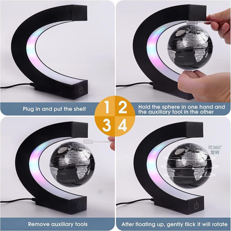 Magnetic Levitating Globe With LED Light - For Kids Adults Learning - 3.5 Inch Floating Globe Decor, Perfect Cool Gift In Office Home - Image 4