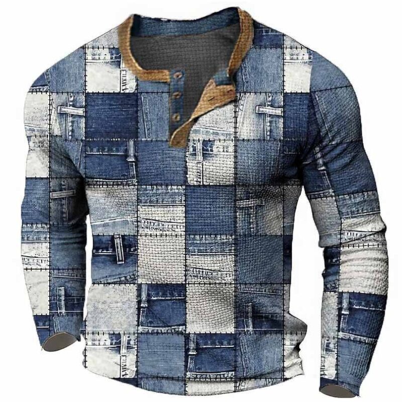 Men's Sweater 3d Head Print Three-button - Image 4