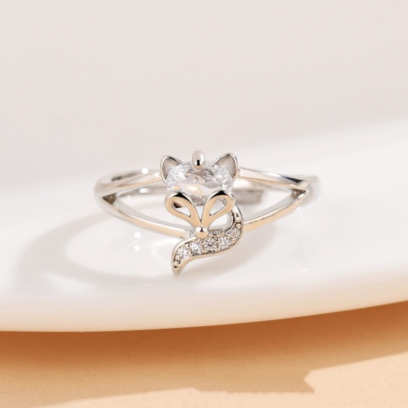 Fox Zircon Ring Female Creative Design Niche - Image 2