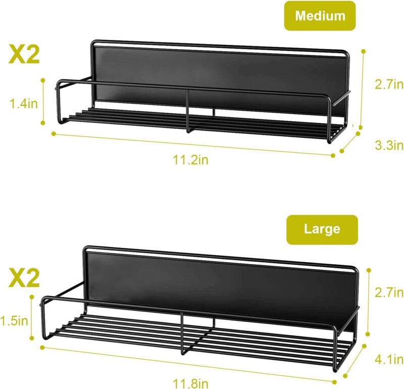 Magnetic Spice Rack For Refrigerator, 4 Pack Fridge Magnet Organizer Magnetic Shelf For Refrigerator And Microwave Oven Metal Fridge Shelf For Kitchen - Image 3