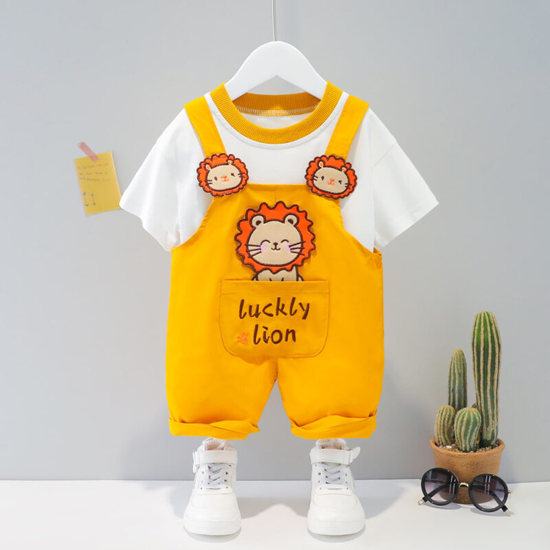 Children's Clothing Men And Women Baby Summer Cartoon Short-sleeved Overalls - Image 3