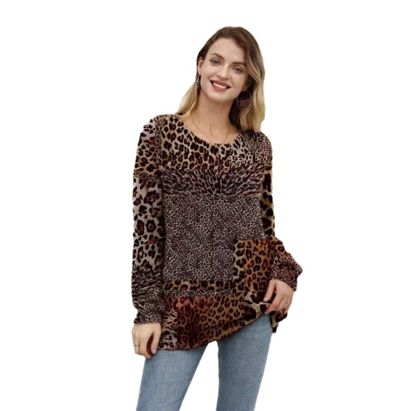 Animal Pattern Long Sleeve Pullover Round-neck Shirt - Image 5