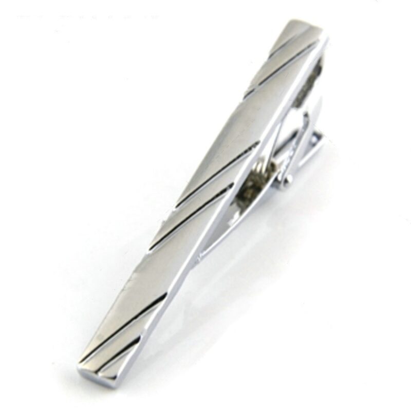 Men's Business Silver Diagonal Cufflinks - Image 3